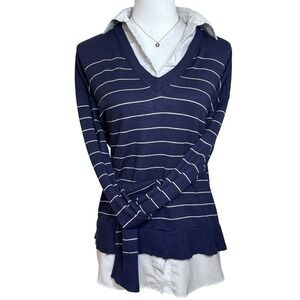 Layered Stripe Navy VNeck Sweater Combo M Nautical Preppy Academia Y2K Old Money